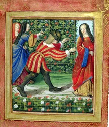 Man and woman playing Blind Man