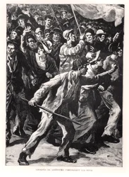Strikers demonstrating on the streets of Chicago during the Pullman Riots of 1894, c.1895