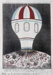Subscription ticket for the rise of an aerostat to invade England, early 19th century