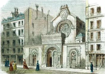 Synagogue on the Rue de la Victoire, Paris, c.1880 (colour engraving)