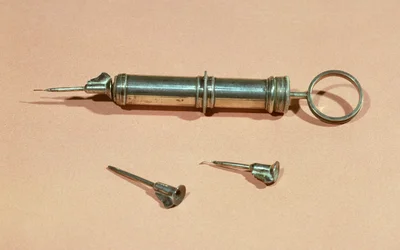 Syringe invented by Charles-Gabriel Pravaz (1791-1853) in 1853 with various needles