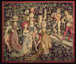 Tapestry depicting dancers and musicians