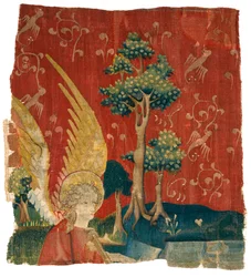 Tapestry Fragment Depicting an Angel in a Landscape, from the Apocalypse of Angers