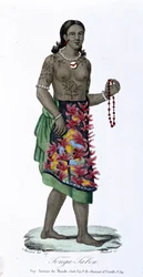 Tattooed woman from Tonga-Tabou - in 