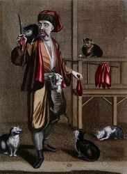 The Albanian Dgi-Guerdgi Feeding Cats in the Bazaar in Constantinople with Sheep Liver, from the 