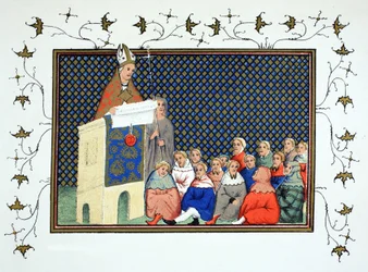 The Archbishop of Canterbury Preaching to the English Nobility Against Richard II, Facsimile Copy from Le Prinse et Mort du Roy Richart by Jean Creton, Reprinted 19th Century