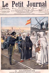 The arrival of the Moroccan ambassadors, including Sidi-Mohammed Torres, at the Algeciras Conference, from “Le Petit Journal”, January 1906 - international conference of European powers and the United States held to discuss France