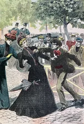 The Assassination of Elizabeth Empress of Austria by Luccheni, 10th September 1898, illustration from Le Pelerin, 1898