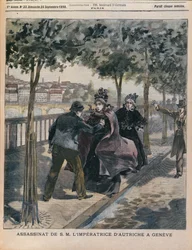 The Assassination of Elizabeth Empress of Austria in Geneva, front cover of LAnnee Illustree, 25th September 1898