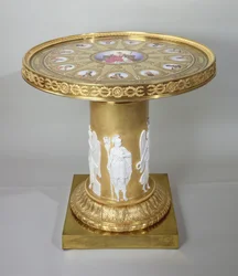 The Austerlitz Table, inlaid with Sevres plaques commemorating Napoleons victory at Austerlitz, 1808-10