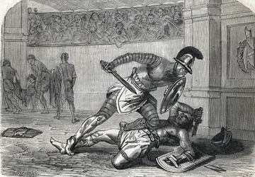 The Battle of the Gladiators in the Arena (engraving)