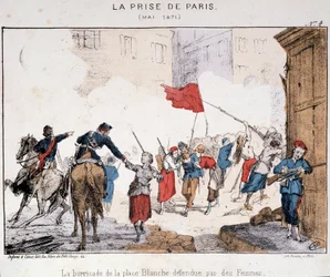 The Capture of Paris in May 1871: The Barricade of Place Blanche Defended by Women