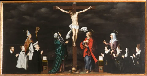 The Crucifixion, Portraits of Donors