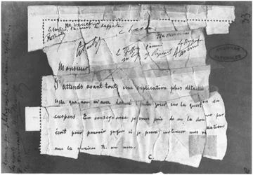 The Dreyfus Affair, 22 December 1894, telegram sent to Commandant Esterhazy