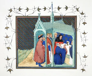 The Earl of Northumberland at High Mass in the Chapel at Conway Castle Taking His Treacherous and Fatal Oath, Facsimile Copy from Le Prinse et Mort du Roy Richart by Jean Creton, Reprinted 19th Century
