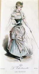 The Electricity Fairy, costume for a fancy dress ball with battery, c.1885