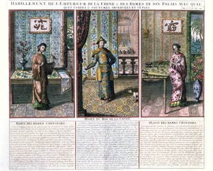 The Emperor of China and Two Noblewomen, illustration from a reprint of China Monumentis by Athanasius Kircher