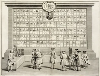 The Free Masons, with signs for the various lodges, from The Ceremonies of Religion and Custom, c.1733