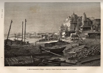 The Ghat de Benares (present-day Varanasi), engraved after G. Moynet