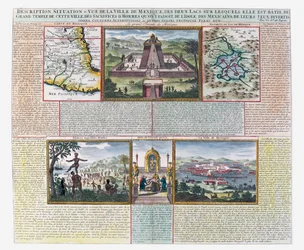 The Great Temple, Maps of Mexico and Its Surroundings (coloured engraving)