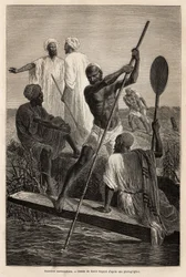 The Kashmirian boatmen, in the vicinity of Srinagar (Shrinagar), in full work