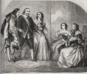 The Marquis of Montespan, Louis Henri de Pardaillan de Gondrin (1640-1691) (on the left) came to propose to the marriage of Francoise Athenais of Rochechouart Mortemart (then Marquise de Montespan or Madame de Montespan)