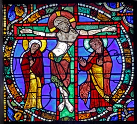 The Passion Window: The Crucifixion with St Mary and St John