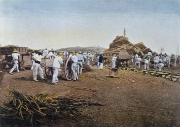 The Prisoners at Work at the Noumea Penal Colony in New Caledonia, engraved by Gillot