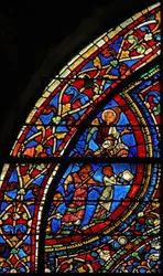 The Prodigal Son window: musicians at the feast; angel