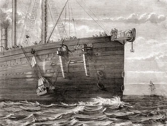 The S.S. Great Eastern Launching a Buoy into the Sea to Mark the Spot of a Lost Transatlantic Telegraph Cable