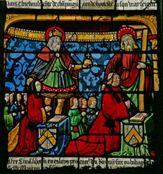 The St Louis Window: The Donors Henriette de Mauroy & Simon Liboron with Their Patron Saints St Henry and Simon of Cyrene