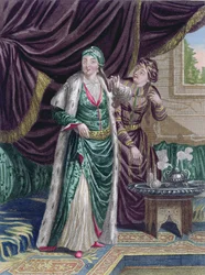 The Sultana Asseki, from the Recueil destampes sur les Costumes du Levant, engraved by Gerard Jean Baptiste Scotin