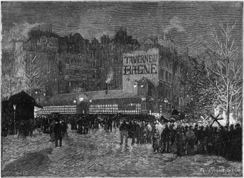 The annual festival of Montmartre and the Taverne du bagne in Paris, in 