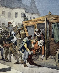 The assassination of Henri IV on 14/05/1610. Cover of "Le Petit Français Illustré" of 12/05/1900.