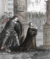 The Assassination of Inquisitor Pedro de Arbues on 17/09/1485 in the Cathedral of Zaragoza in Spain
