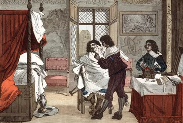The barber, France, engraving by Abraham Bosse, c. 1640