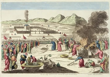 The camp of the Israelites and the sacrifice of the red cow
