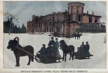 The Castle of Ringmundtof, Livonia, Plunder and Fire by Russian Anarchist Revolutionaries