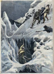 The catastrophe of Mont Blanc: the death of travelers and their guides during their expedition, in 