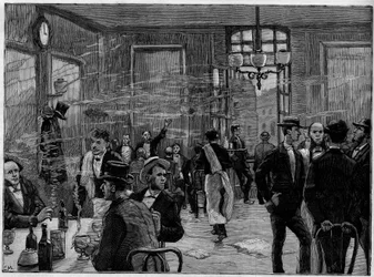 The coffee boys in an establishment on Rue Montmartre in Paris, In 