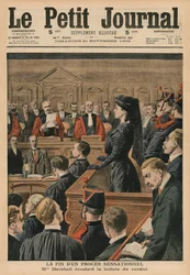 The end of a sensational trial, Marguerite Steinheil listening to the verdict, front cover illustration from 