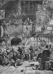 The feast of the fools (or feast of the Innocents) which took place until the 17th century was to celebrate the donkey that brought Jesus to Jerusalem, it was the occasion of madness of all kinds. Engraving in 