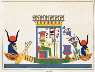 The goddess Anuket, illustration from Pantheon egyptien: collection of mythological characters of ancient Egypt, by Jean-Francois Champollion, published c.1986