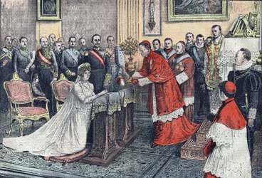 The Golden Rose is Offered to the Queen of Spain by Monsignor Tedeschini