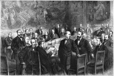 The members of the "Commission of Thirty" (committee of the French National Assembly under the Third Republic responsible for drafting constitutional proposals): Jules Armand (Jules-Armand) Dufaure, Félix de Tarteron, Louis Grivart, Lucien Brun, Édouard