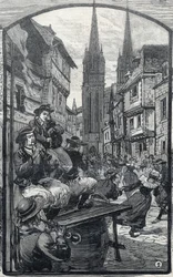 The players of biniou in Quimper (Finistere, Brittany)