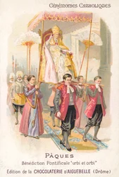 The pope being carried to make his traditional Easter blessing