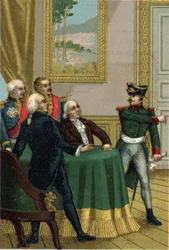 The restoration of 1815: Joseph Fouche, minister of police of Napoleon I, had a Prussian officer introduced into the room where the Commission of the Provisional Government led by King Louis XVIII on 7 July 1815