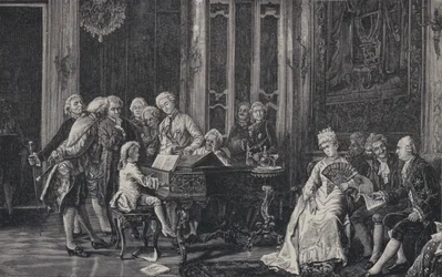The Seven Year-Old Wolfgang Amadeus Mozart Playing Before King George III in London, 1764