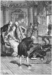 The sleepwalker Victor and the Marquis of Puysegur at Madame de Montessons, illustration from Les Mysteres de la Science by Louis Figuier